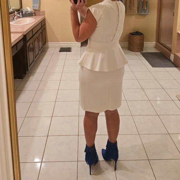 Womens size 6 sense white fitted Sleeveless dress - Picture 4 of 14